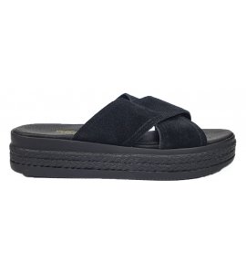 Πλατφόρμες Sedici δερμάτινες black suede(201005)